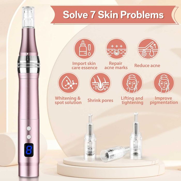 8-скоростна електрическа писалка за микронидлинг Dermapen с микроигли
