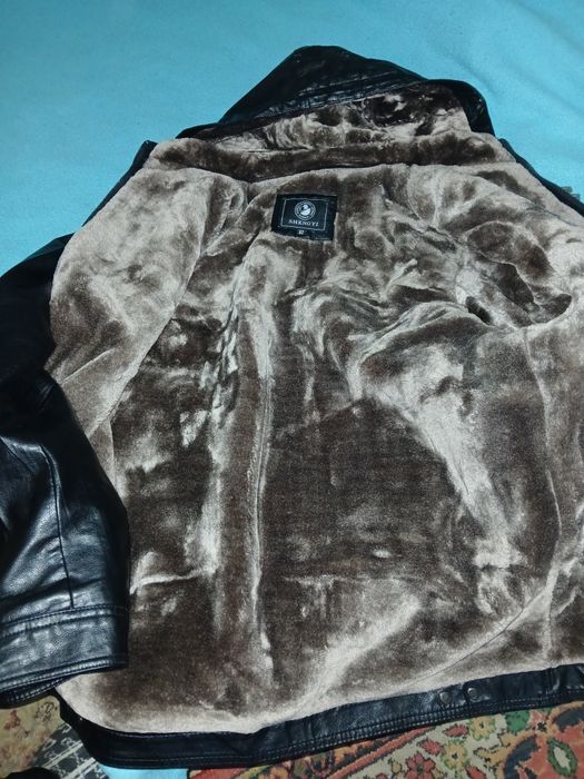 Кожаная зимняя куртку