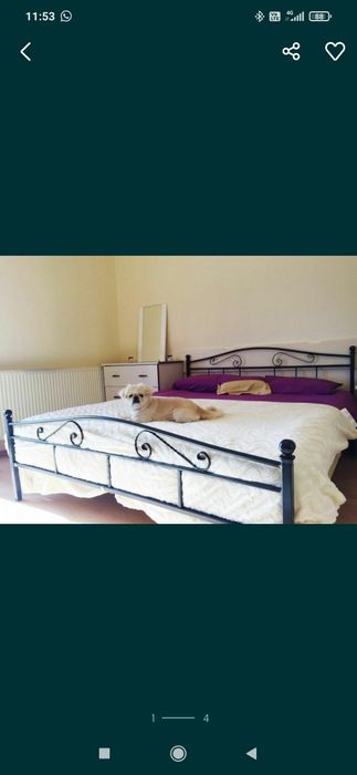 Pat metalic modern 140x200, pat fier forjat, pat dormitor, pat matrimo