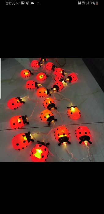 Калинката - LED лампички гирлянда калинки
