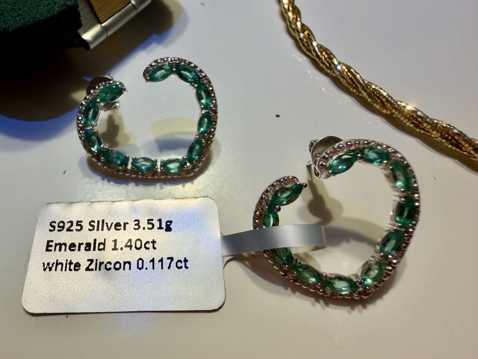 Сребърни обеци 925 с ИЗУМРУДИ