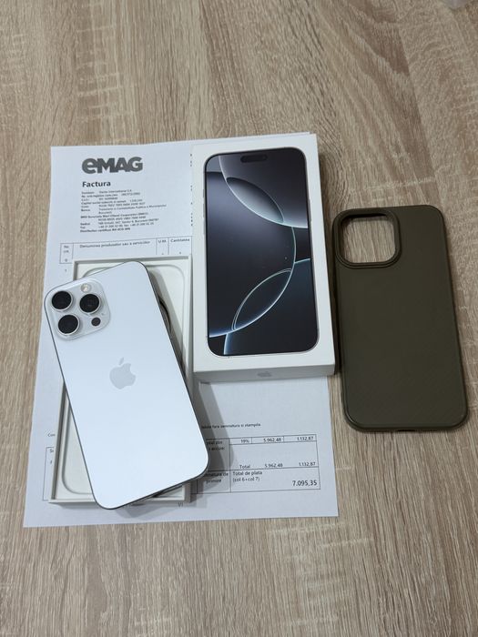 iPhone 16 Pro Max, White Titanium,256 gb memorie,Impecabil
