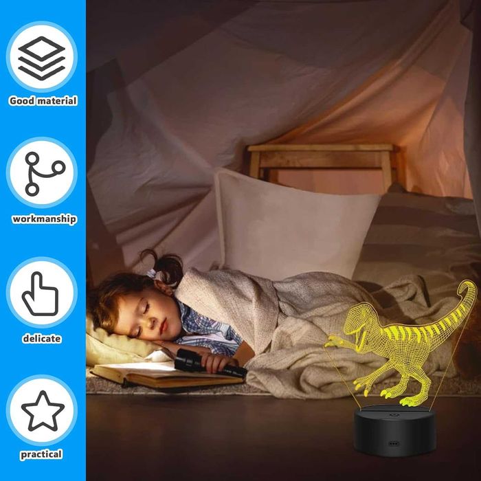 3D LED нощна лампа с основа: LED основа с дистанционно управление и USB кабел, 3D илюзорна лампа