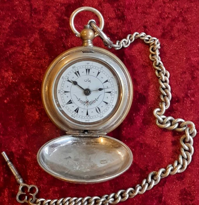 Старинен Османски джобен часовник с кюстек и ключ