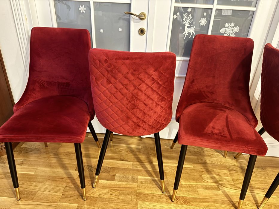 Scaune lemn masiv catifea -4 bucati