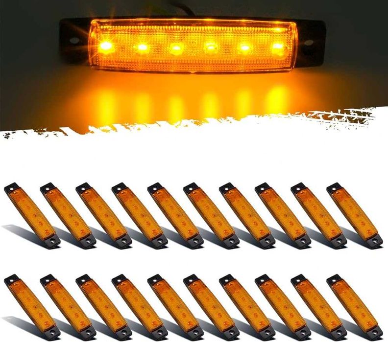 12V 10 Броя ЖЪЛТИ Диодни Габарити Рибка с 6 диода за камион платформа