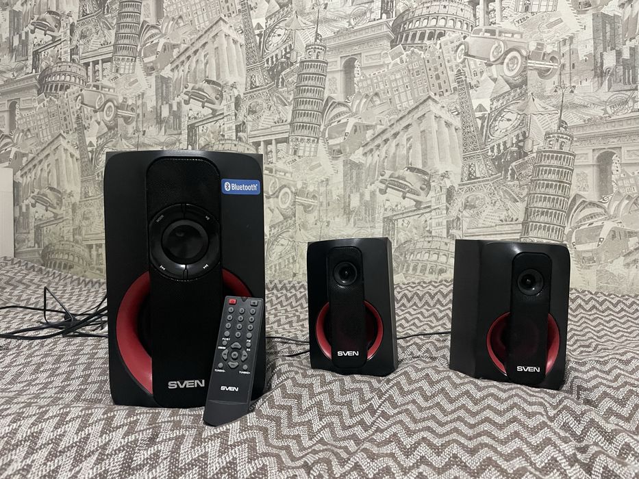 продам колонки рабочие sven ms-304 черно красные