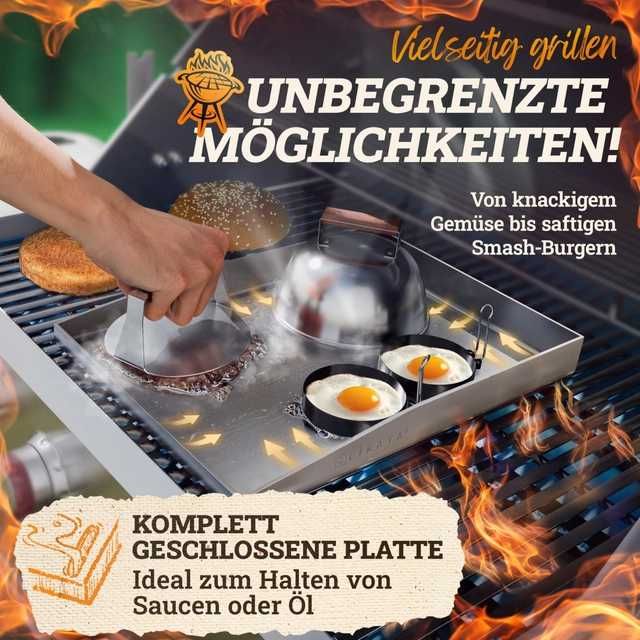 Plita de grătar din inox solid 4 mm ,40x 30 x 2,5 cm universala