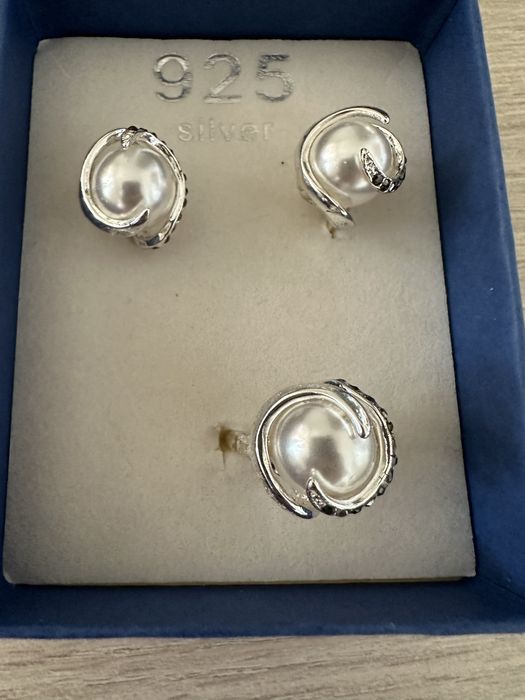 Набор серебро кольцо серьги