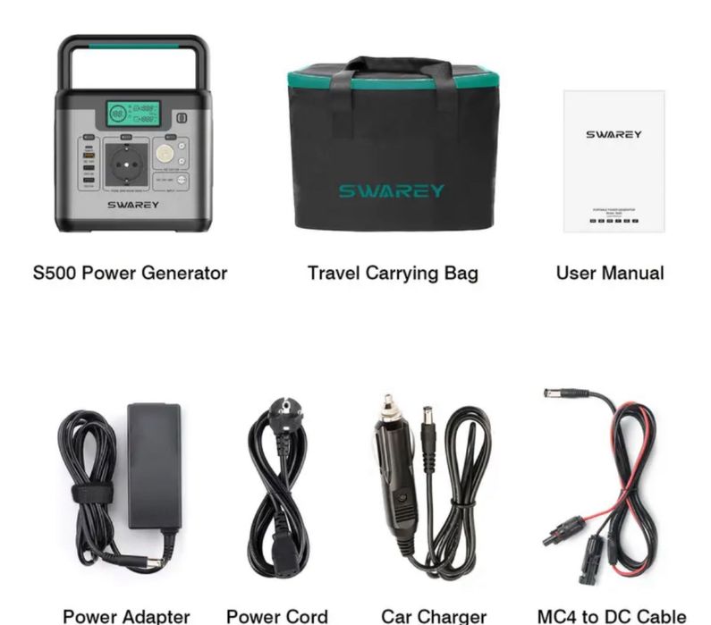 ПОСЛЕДЕН! с 24м ГАРАНЦИЯ! Оригинален комплект Swarey S500 + Swarey 100W Соларен Панел. Отлично Off-Grid Решение за Къмпинг, Кемпер, Каравана и Риболов