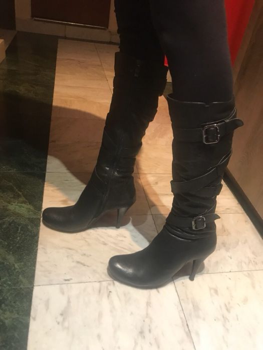 Кожени ботуши с подплата на ток