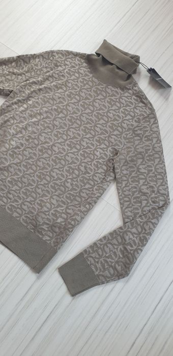 Emporio Armani Wool Knit Monogram/ XS - S НОВО ОРИГИНАЛ Мъж Вълнa Поло