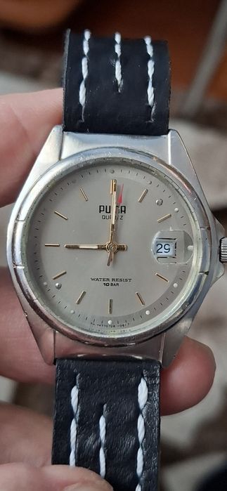 PUMA ceas de mînă bărbătesc cu baterie și curea din piele naturală.