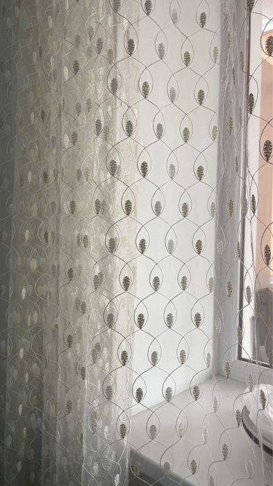 тюль прозрачная , с узорами