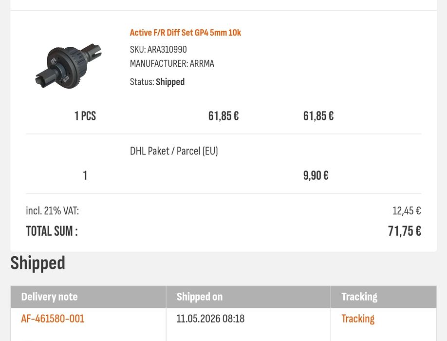 Diferențial Arrma kraton 6s