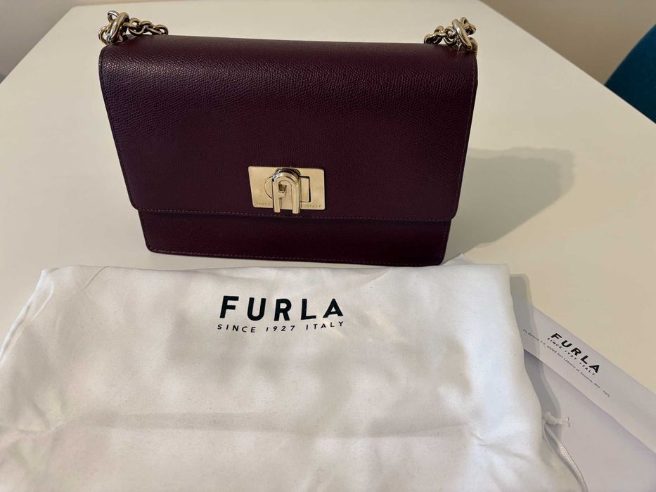 Geantă Furla 1927 crossbody, originala, piele naturală, bordeuax