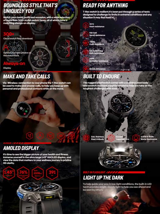 Rugged Smartwatch Ciberer T-Rex Gray