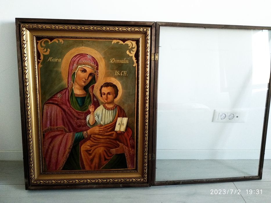Icoana veche Maica Domnului ulei / lemn 60x80