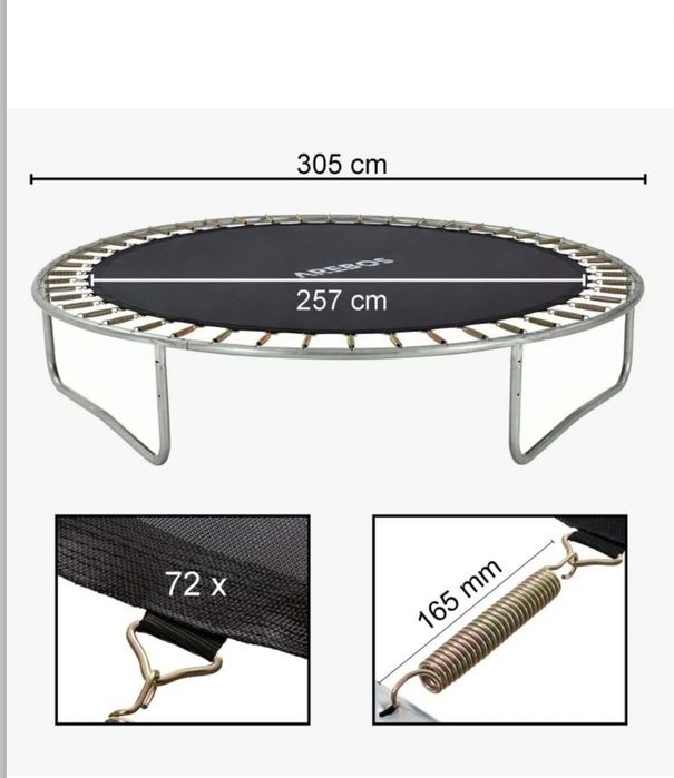 Saltea de sărituri pentru trambulină 305 cm 72 inele de deschidere 175 mm