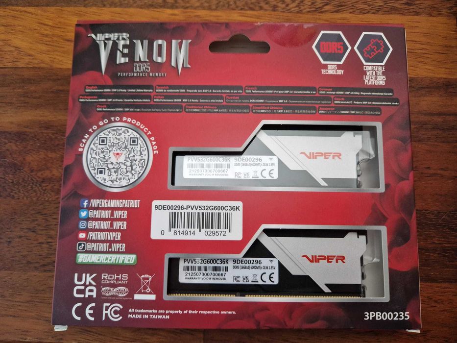 Memorie Patriot Viper Venom 32GB (2x16GB) DDR5 6000MHz CL36 Kit
