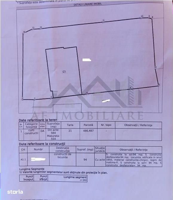 Dumbrava la str principala TEREN 554mp CASA batraneasca 94mp locuibila