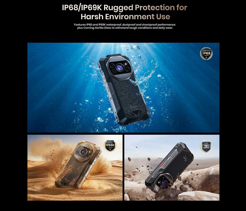 Fossibot F115 Ultra 5G AI - 12GB+24GB/256GB, 20000mAh, 50MP + Thermal camera + Laser Rangefinder + Night Vision, защита IP68/IP69K/MIL-STD810