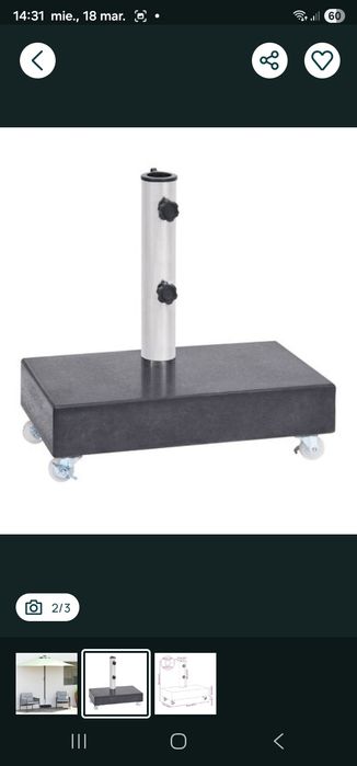 Suport pentru umbrelă, negru, 45x25x8 cm, granit