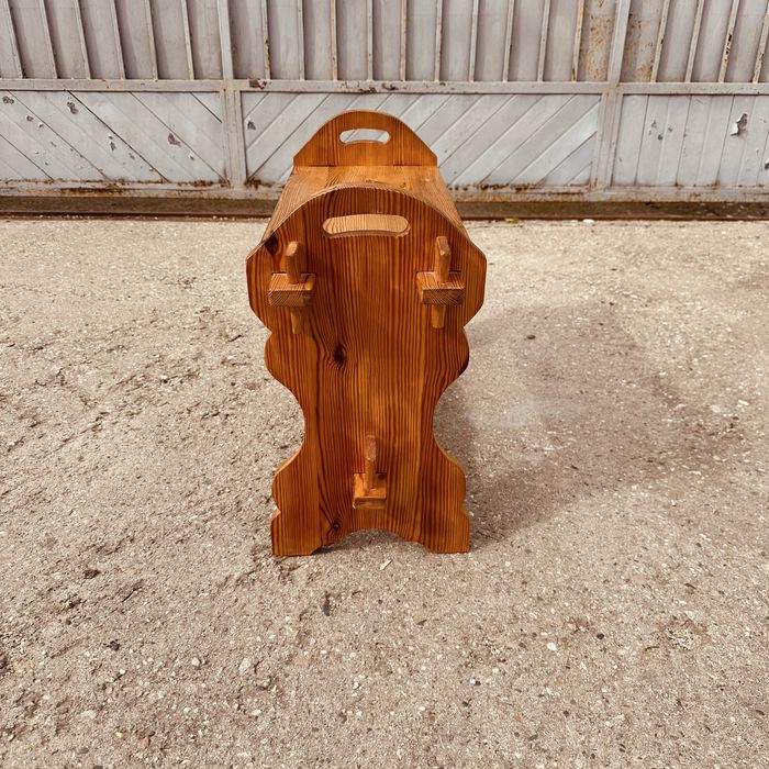 Рустик масивна дървена пейка – алпийски стил, 75 см