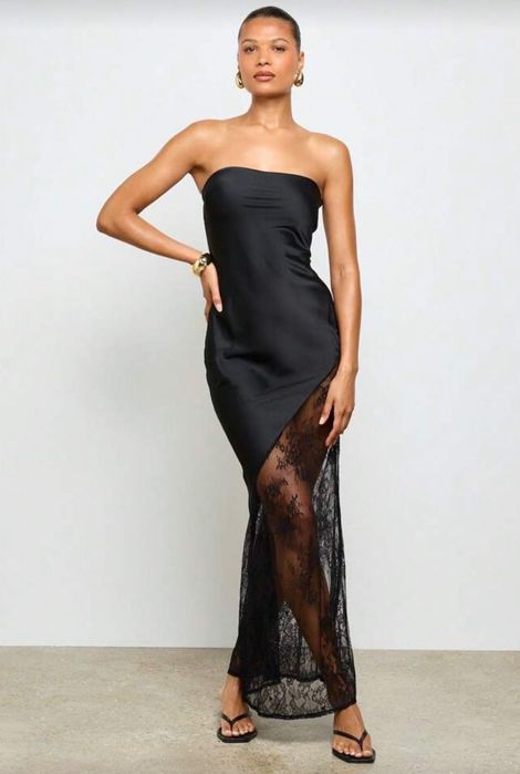 Сатенена рокля, размер ХС