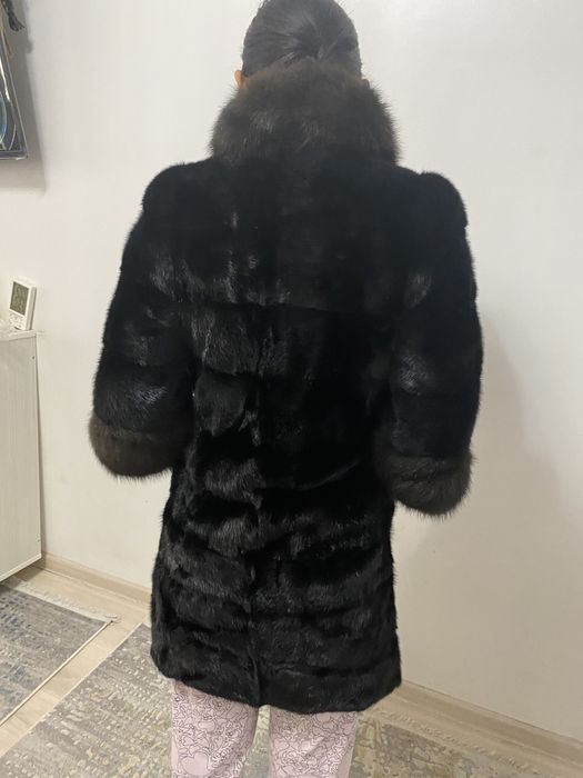 Норковая шуба/воротник соболь
