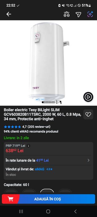 Boiler electric Tesy 60L