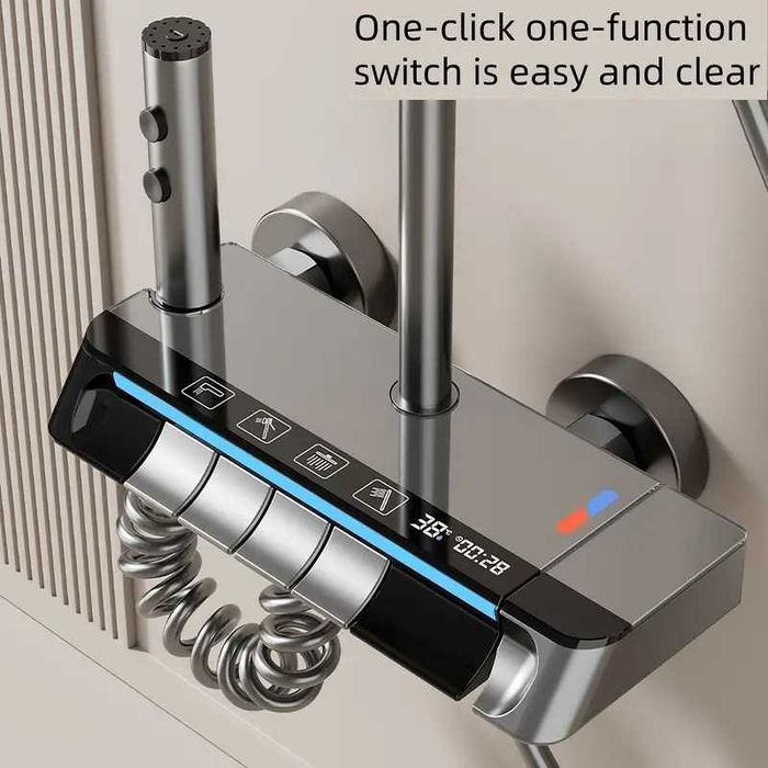 Луксозна душ система със светещ смесител дисплей и 4 функции бутони