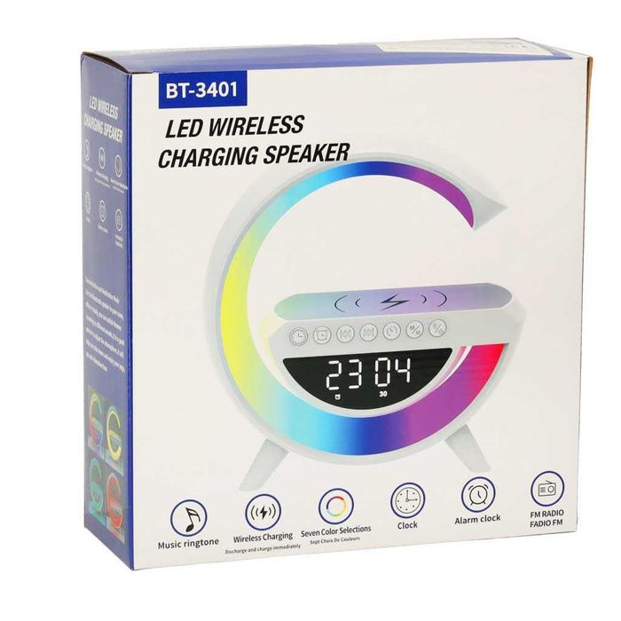 Smart лампа с безжично зарядно за телефон с Bluetooth колонка и будилн