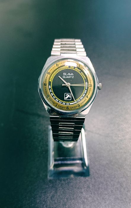 Советские мужские часы «Слава Спортивные» кварцевые, на батарейке