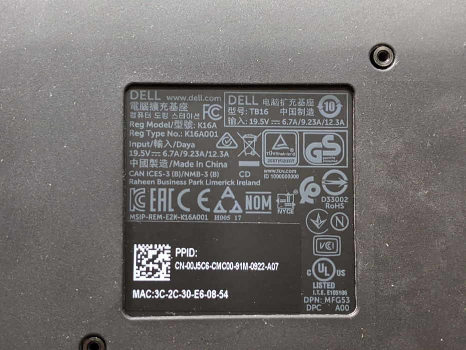 Докинг станция Dell Thunderbolt Dock TB16 K16A 4K/5K + Гаранция