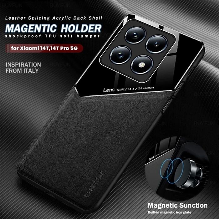 Xiaomi 15 / 14T Pro / GENEROUS Кожен кейс гръб с магнит