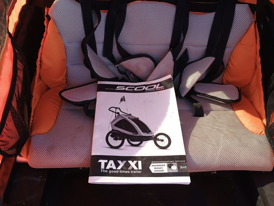 TaXXi Scool 2 Buggy Remorcă bicicletă portocalie  2 copii