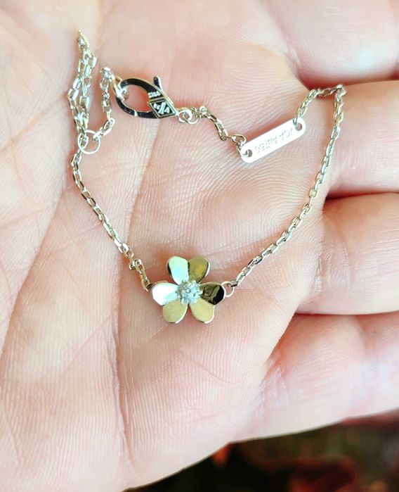 Дамска гривна ВАН КЛИФ И АРПЕЛС сребърна гривна с бяло злато, Frivole