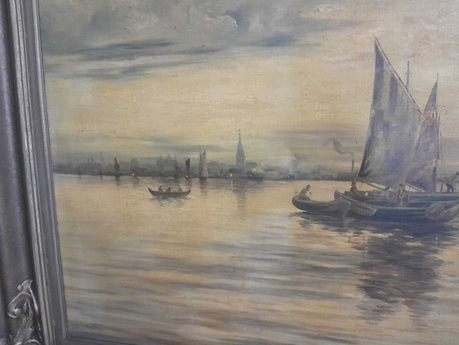 Tablou vechi, marină, dimensiuni mari, semnat - U/P