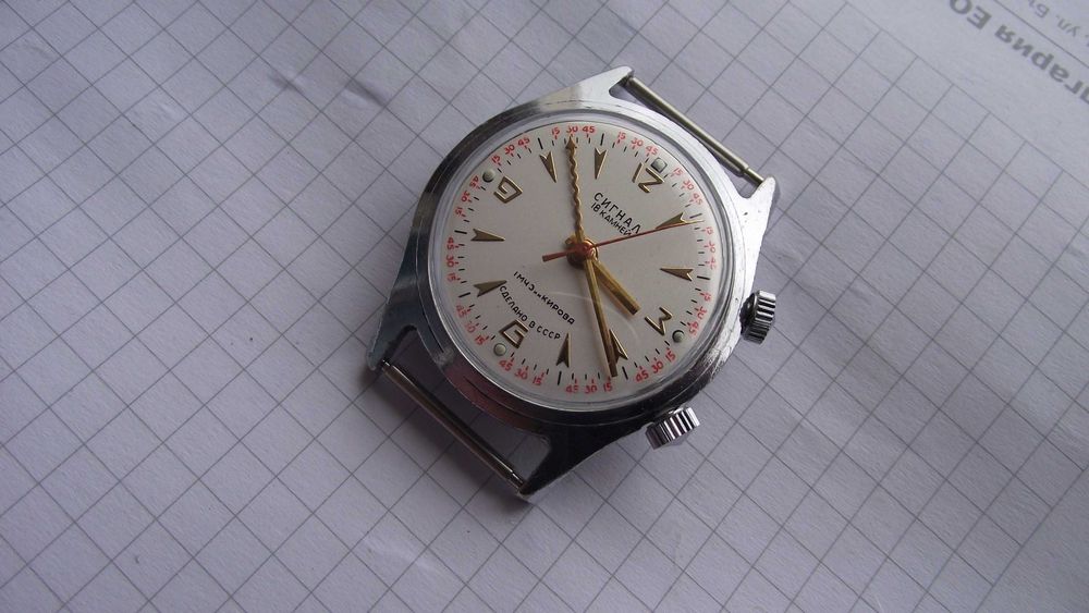 ЧАСОВНИК/Poljot СИГНАЛ-аларма/18к.мех-2612.1-стоманена каса-Рядък-СССР