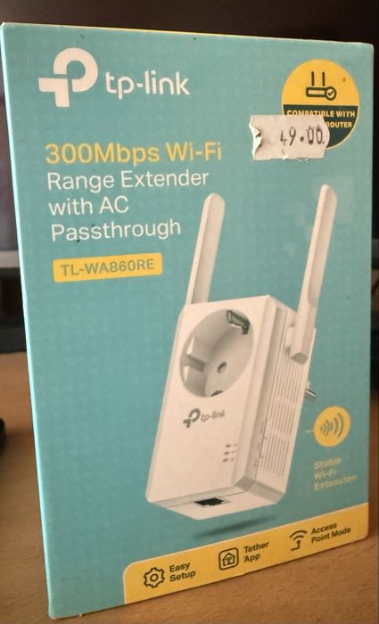Усилвател/Разширител/Репитер за Wi-Fi сигнал TP-Link TL-WA860RE