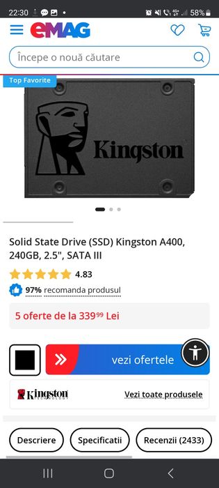 Vând SSD Kingston 240gb