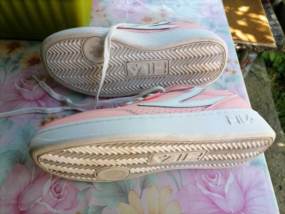 Розови дамски маратонки от естествена кожа, FILA, 38 номер