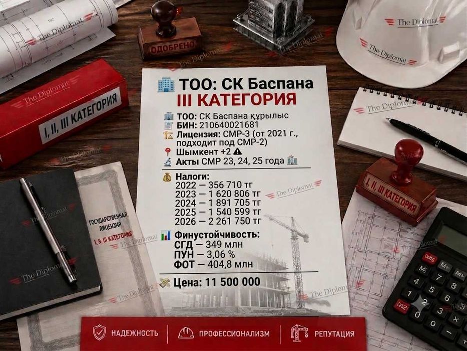 Продам ТОО СМР 3 с фин устойчивостью СГД 349 млн