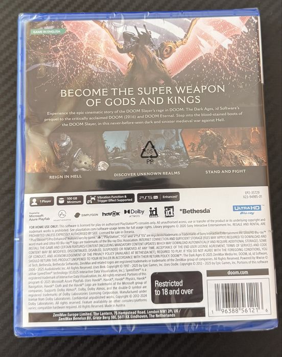 Doom Dark ages PS5 неразопакована