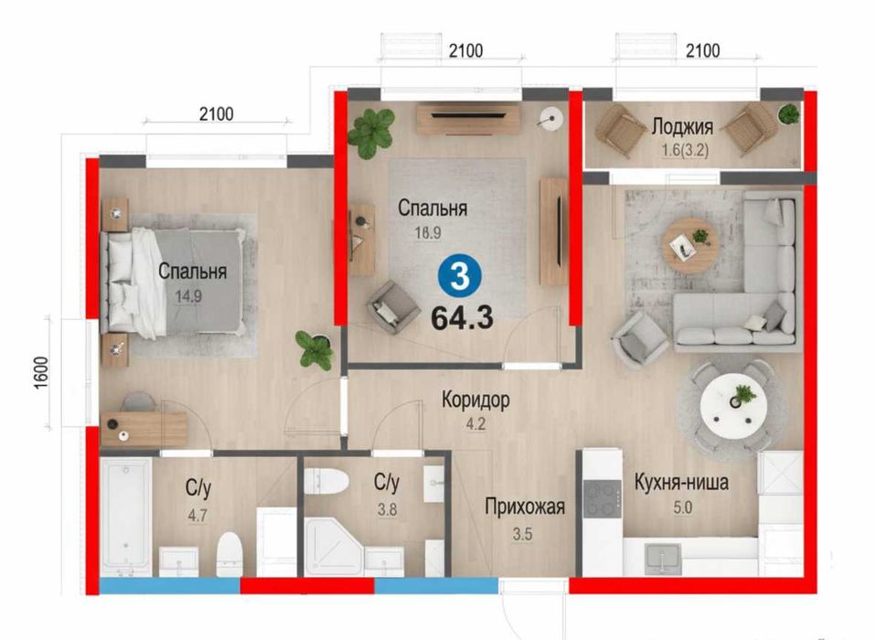 1 m² atigi 900$ — 3 xonali kvartira, juda qulay narxda! (X)