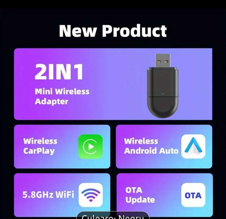Adaptor Carplay ,Android Auto , Usb C, Wi-Fi  5.8 GHz /Bluetooth 5.4