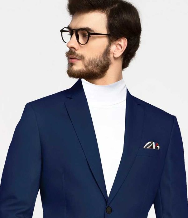Sacou blazer slim 40 L lana Massimo Dutti NOU super 120's navy royal