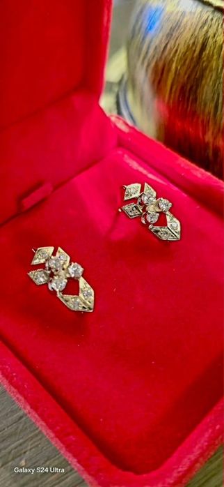 Золотые серьги СССР с Якутскими бриллиантами 583 проба