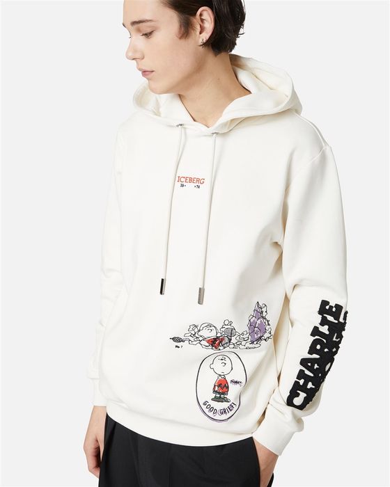 Мъжки суичър  Iceberg Vanilla slim fit hoodie with Fridge print  logo